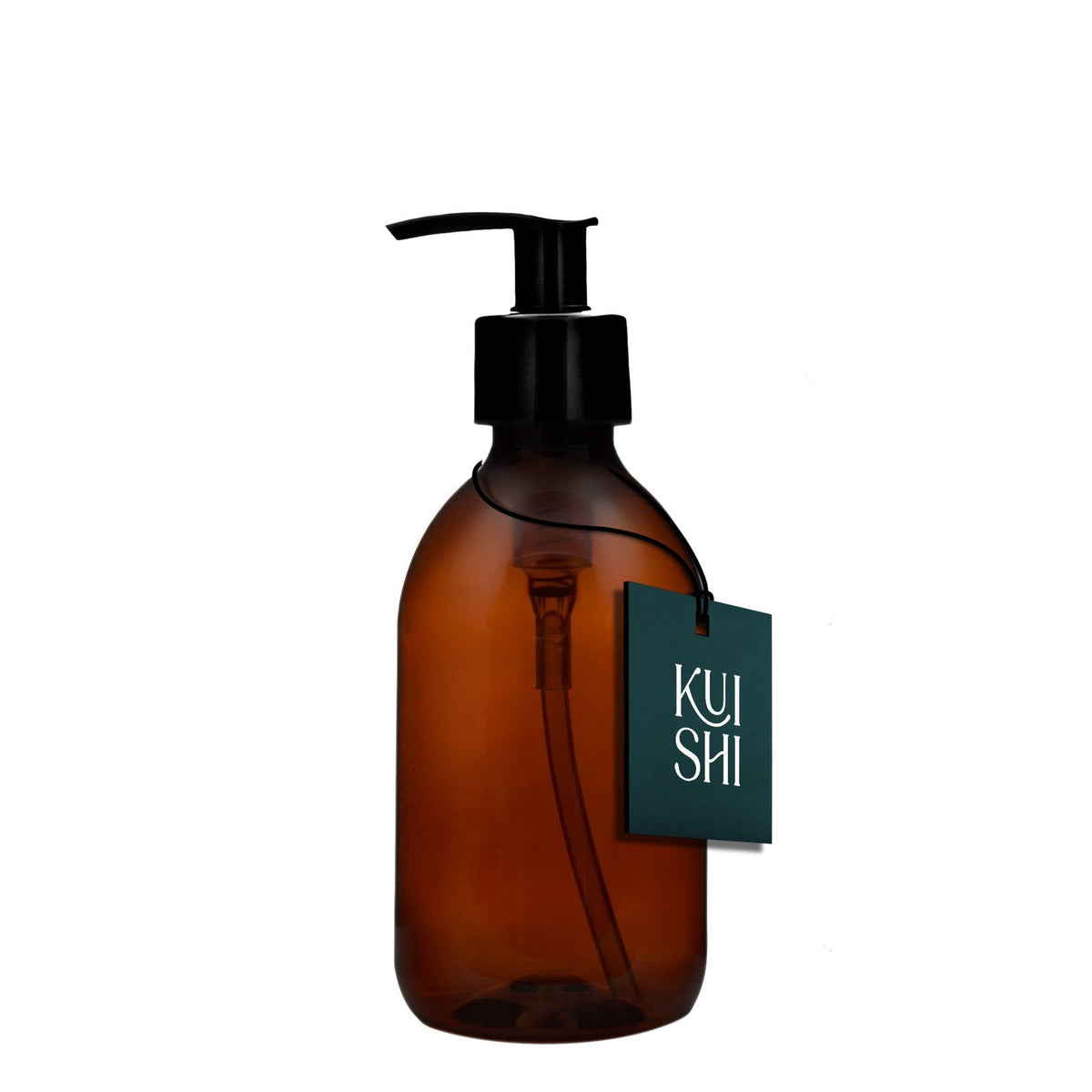 Amber plastic pump bottle