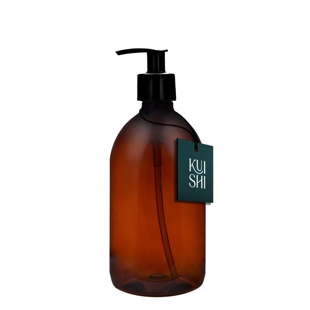 Amber Plastic Pump Bottle