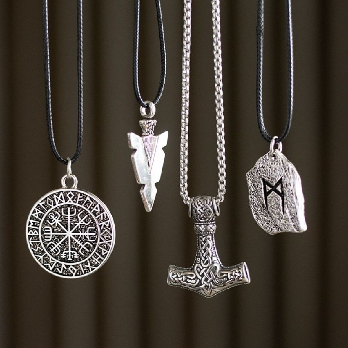 Arrowhead of Strength Viking Cord Necklace