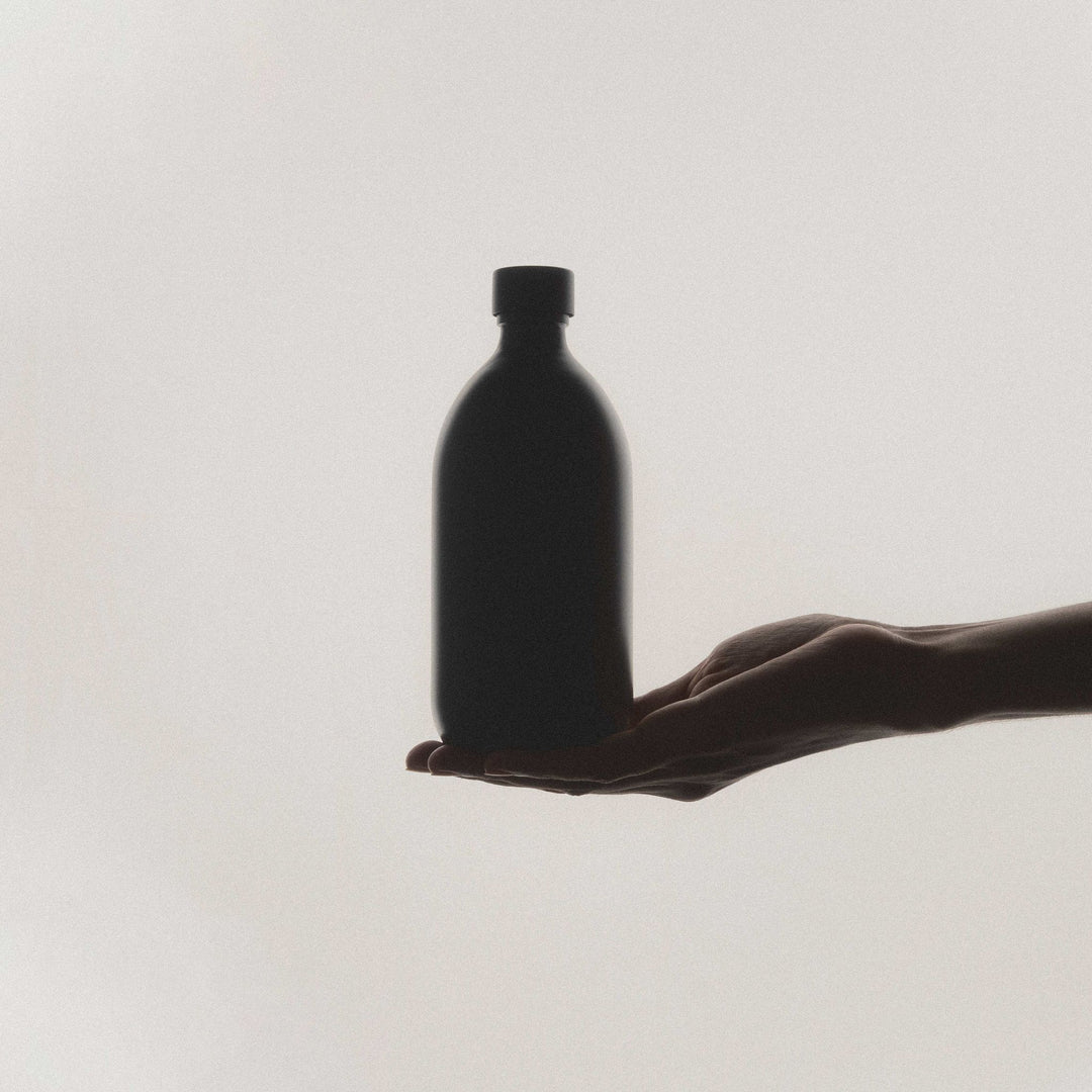 Black Glass Storage Bottle and Cap
