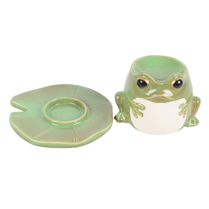 Frog Shaped Oil Burner and Lily Pad Plate