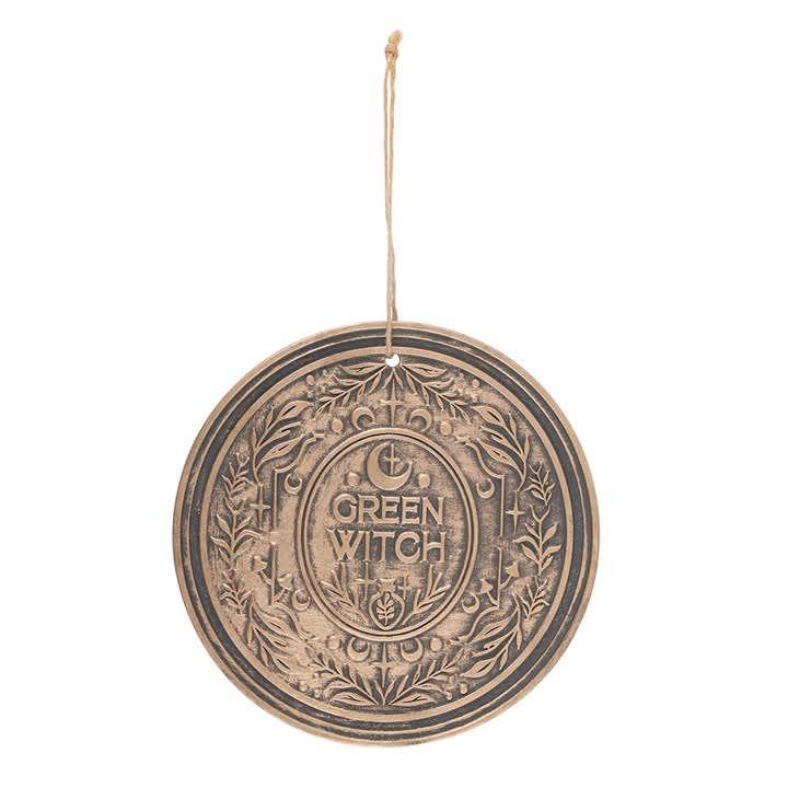 Green Witch Bronze Effect Terracotta Hanging Plaque