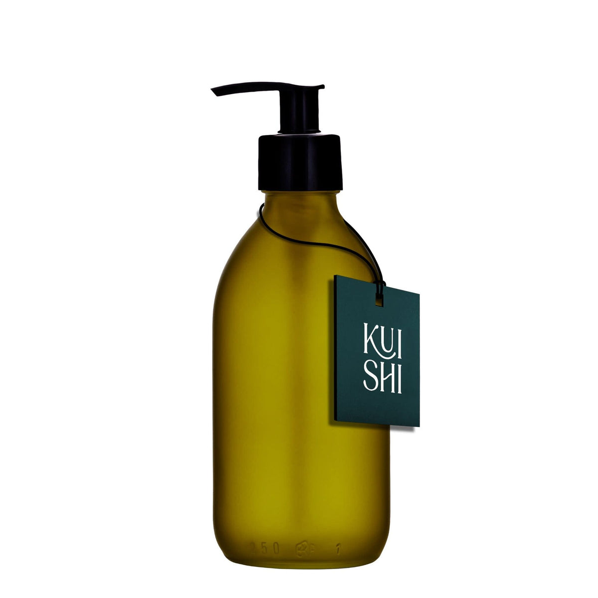 Green glass pump bottle